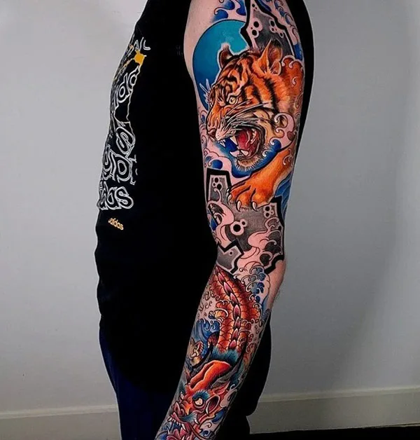 Tiger Sleeve Tattoo