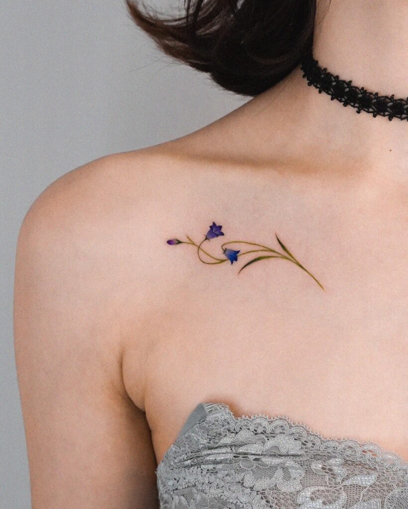 Tiny and Colorful Bluebell Flowers for a Clean and Simple Look: Collarbone Whispers