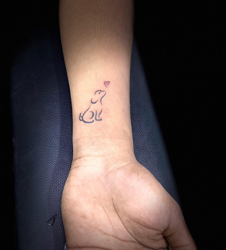 Tiny Dog with a Small Heart Tattoo on the Wrist: Wrist Companionship
