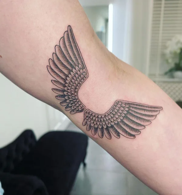 Traditional Angel wings tattoo