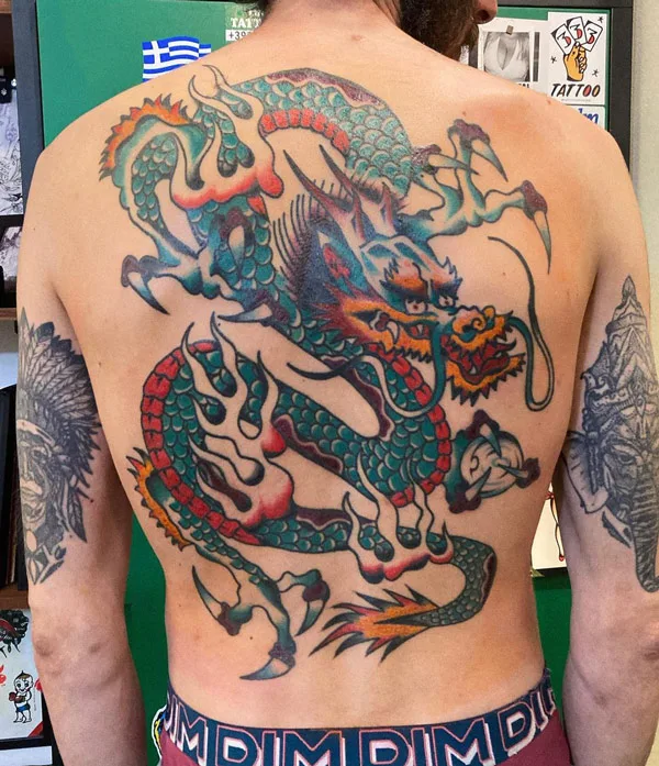 Traditional Back dragon tattoo