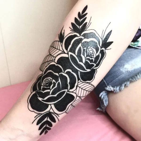 Traditional Black Rose Tattoo 2
