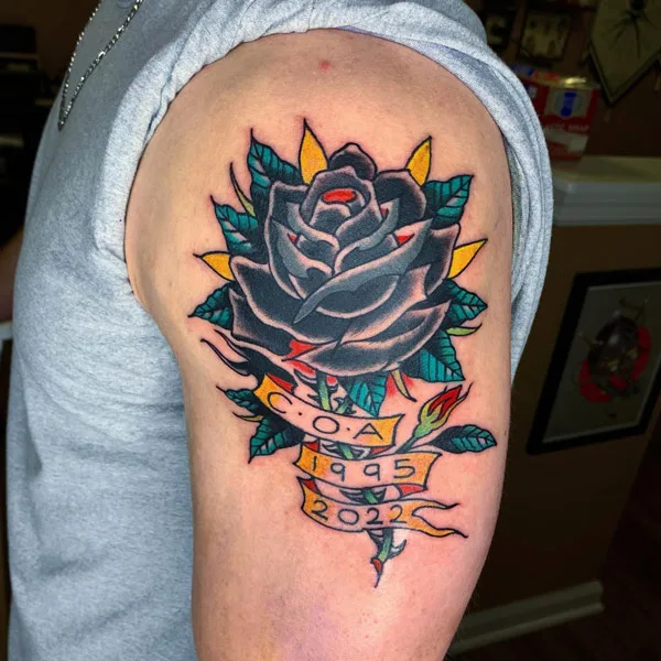 Traditional Black Rose Tattoo 3