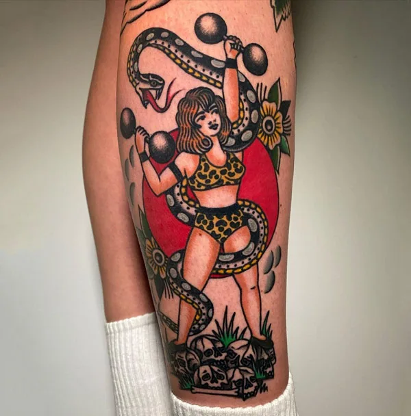 Traditional Calf Tattoo 1