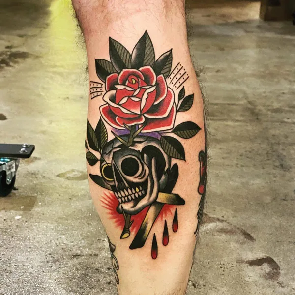 Traditional Calf Tattoo 2