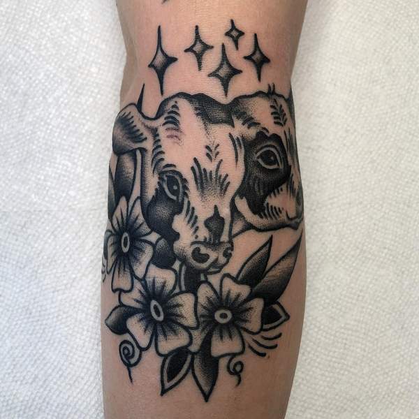 Traditional Cow Tattoo 1