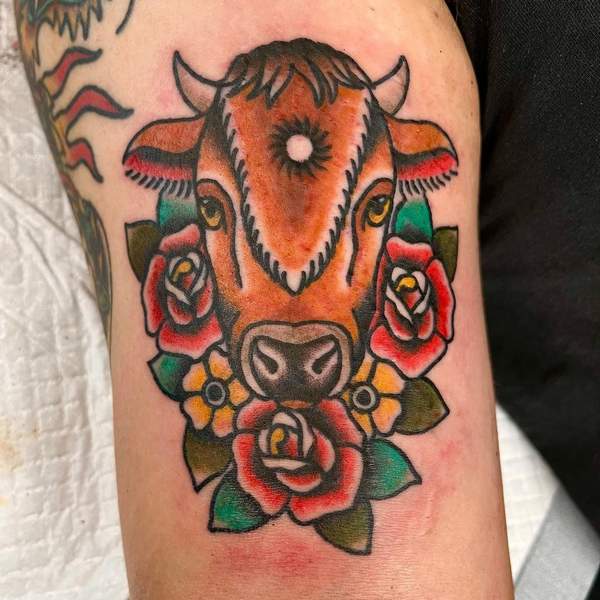 Traditional Cow Tattoo 2
