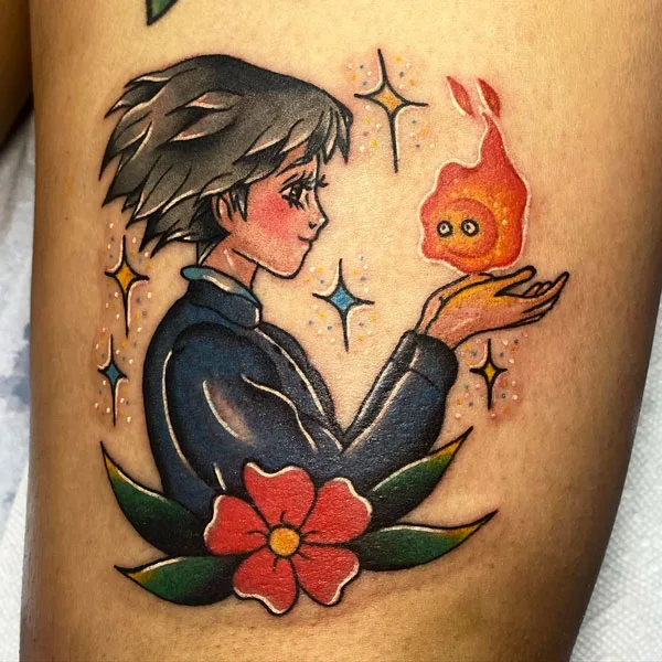 Traditional Howl's Moving Castle Tattoo