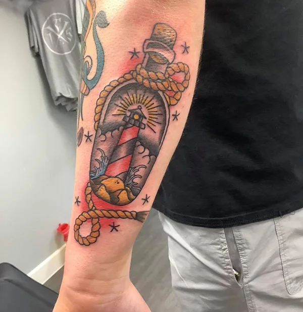 Traditional Lighthouse Tattoo 1