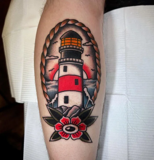 Traditional Lighthouse Tattoo 3