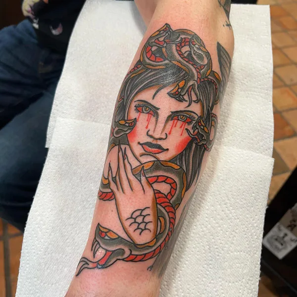 Traditional Medusa tattoo