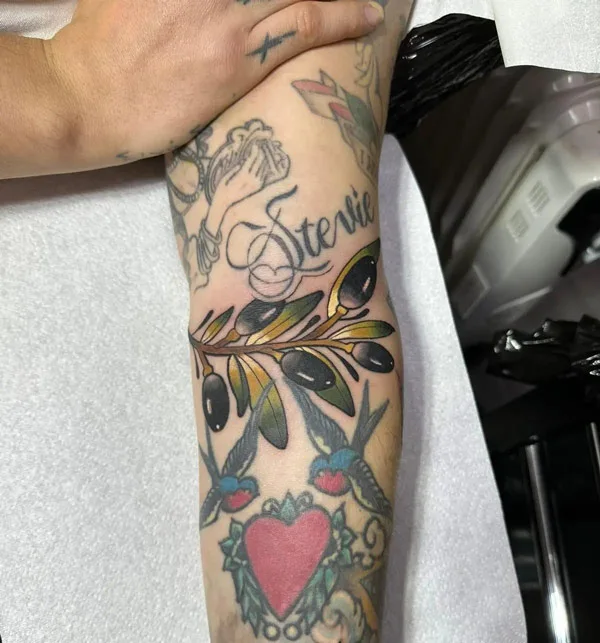 Traditional Olive Branch Tattoo 2