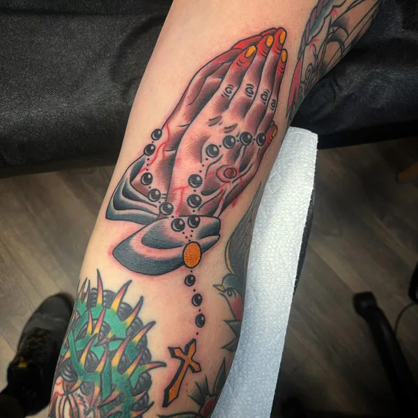 Traditional Praying Hands Tattoo 1