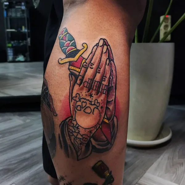 Traditional Praying Hands Tattoo 2