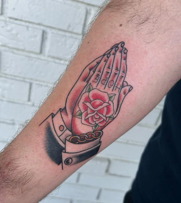 Traditional Praying Hands Tattoo 3