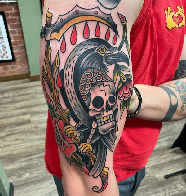 Traditional Raven Tattoo 3