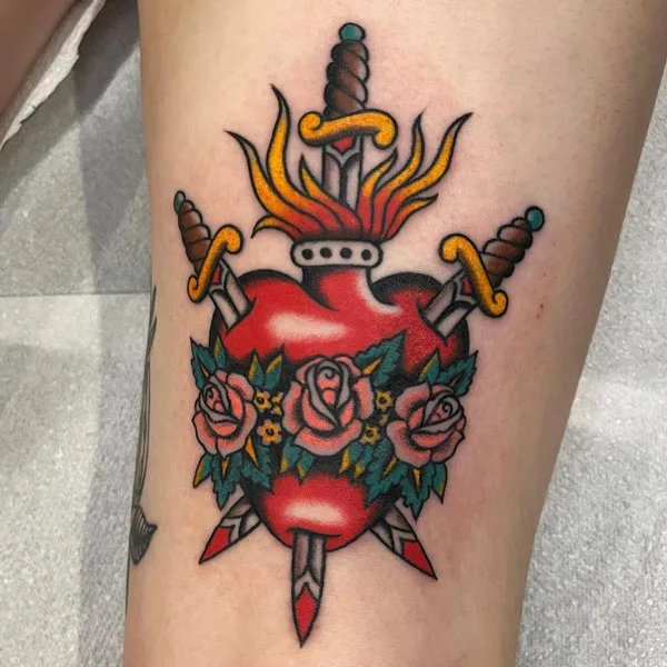 Traditional Sacred Heart Tattoo 1