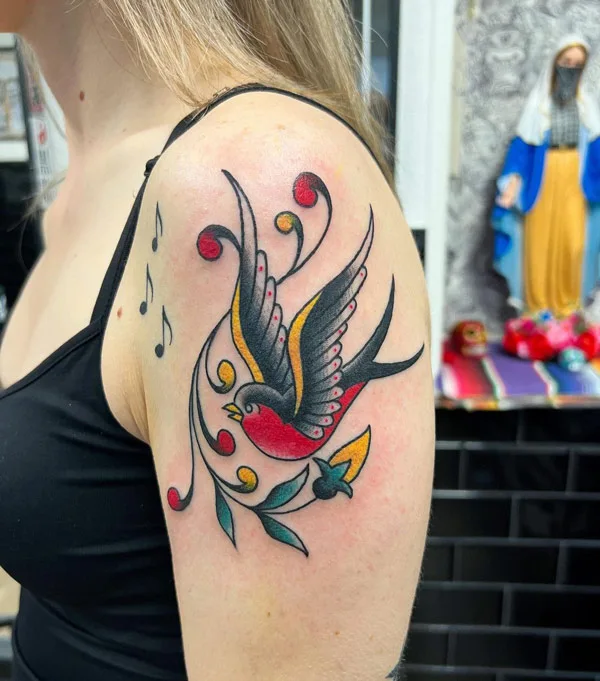 Traditional Sparrow Tattoo 1