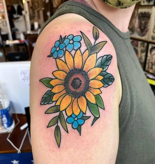 Traditional Sunflower Tattoo 1