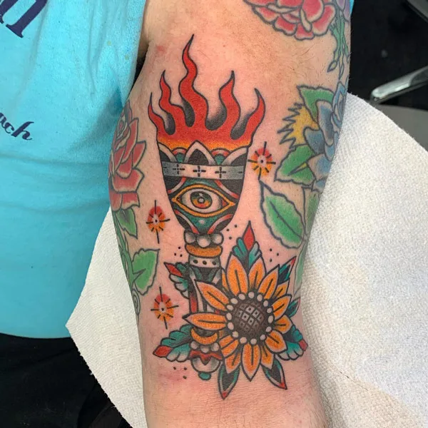 Traditional Sunflower Tattoo 2