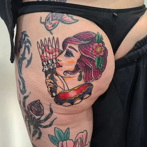 Traditional butt tattoo