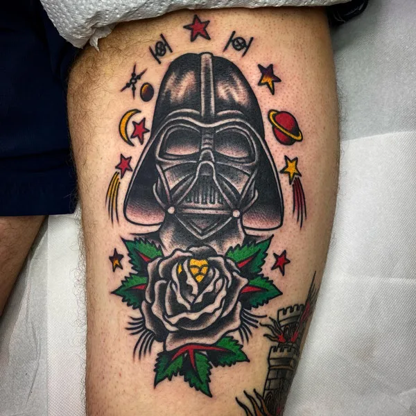 Traditional darth vader tattoo