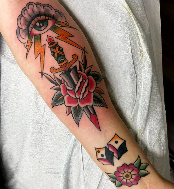 Traditional dice tattoo