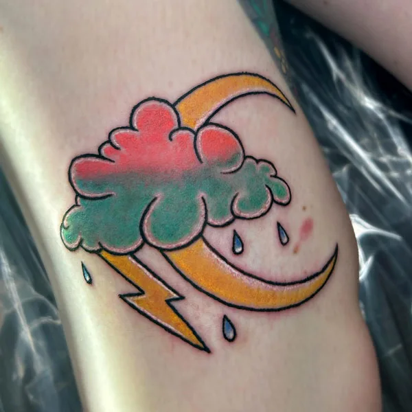 Traditional lightning bolt tattoo 1