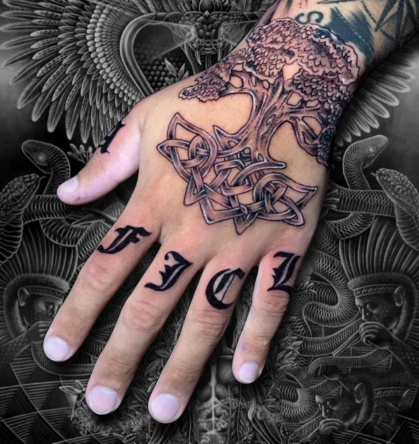 Tree Of Life Hand Tattoo 1