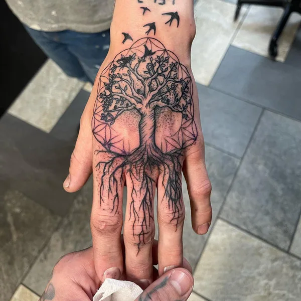 Tree Of Life Hand Tattoo 2