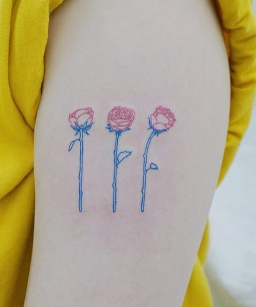 Tri-rose Outline Tattoo