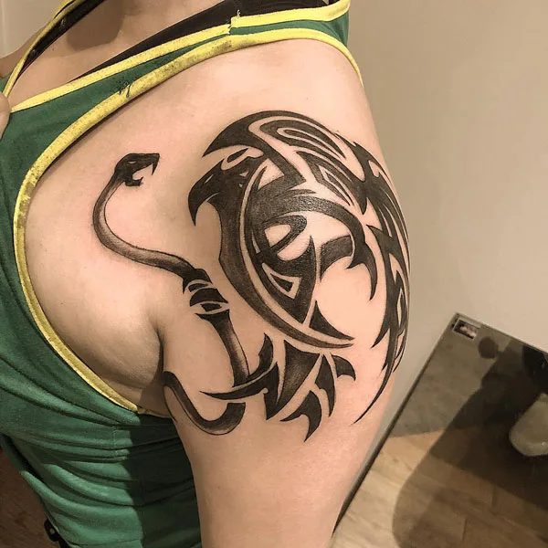 Tribal Mexican eagle tattoo