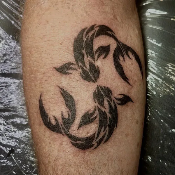 Tribal koi fish tattoo