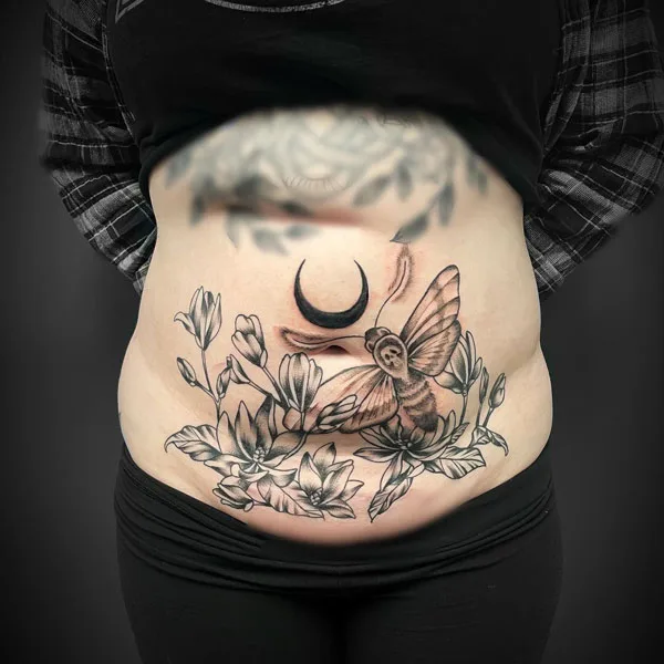 Tummy tuck scar tattoo 15