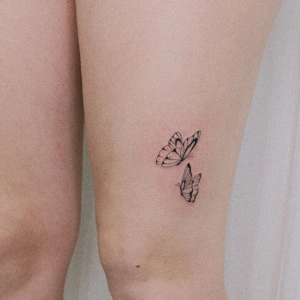 Two Cute Little Butterflies Above the Knee