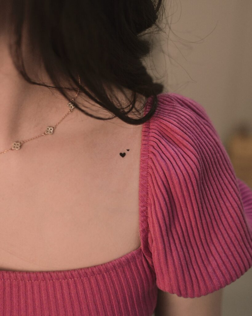 Two Small Hearts Tattooed on the Collarbone, Expressing Love in Miniature: Collarbone Duets