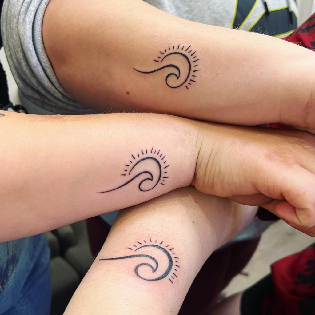 Ultimate Wave and Sun Line Tattoo for Forearm and Arm