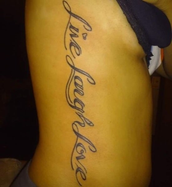 Unique Live laugh love tattoo design