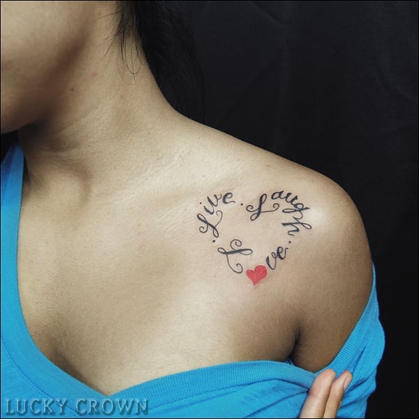 Unique Loves Embrace Live Laugh Love Heart Tattoo design