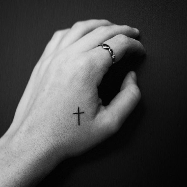 Unique small cross tattoos for women thin line
