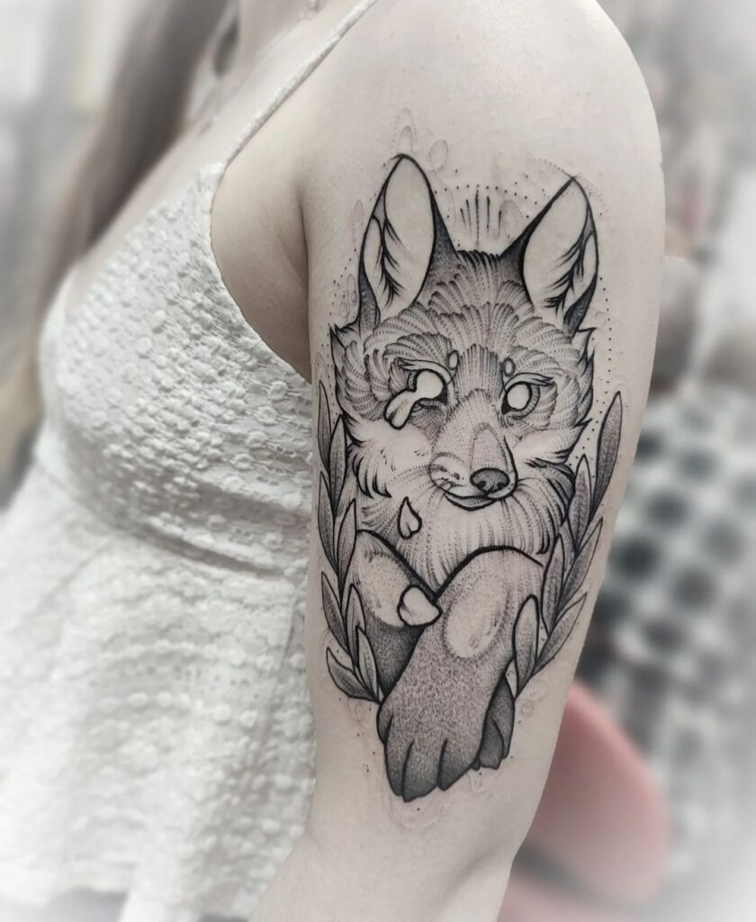 Upper sleeve fox tattoo a cunning statement on your arm