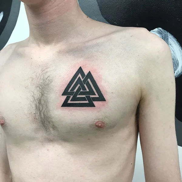 Valknut Chest Tattoo 1