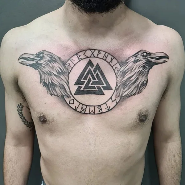 Valknut Chest Tattoo 2