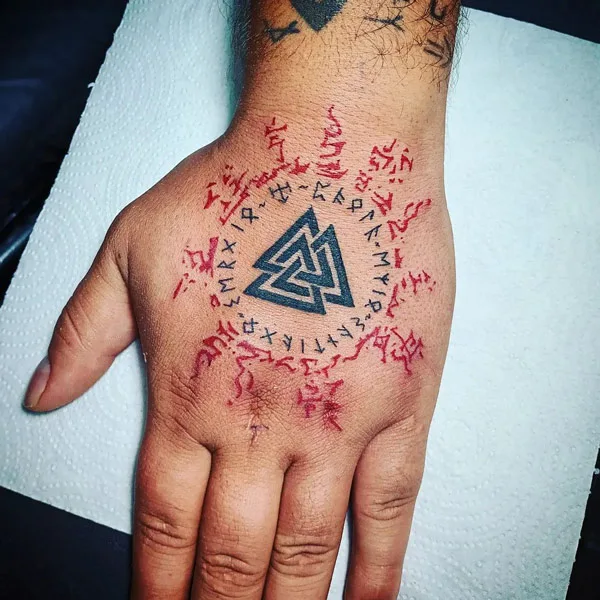 Valknut Hand Tattoo 1
