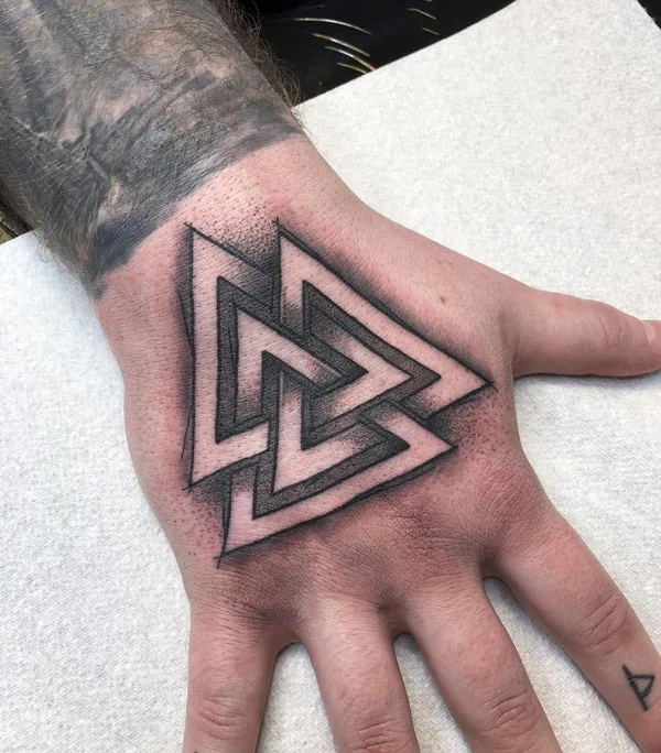 Valknut Hand Tattoo 2