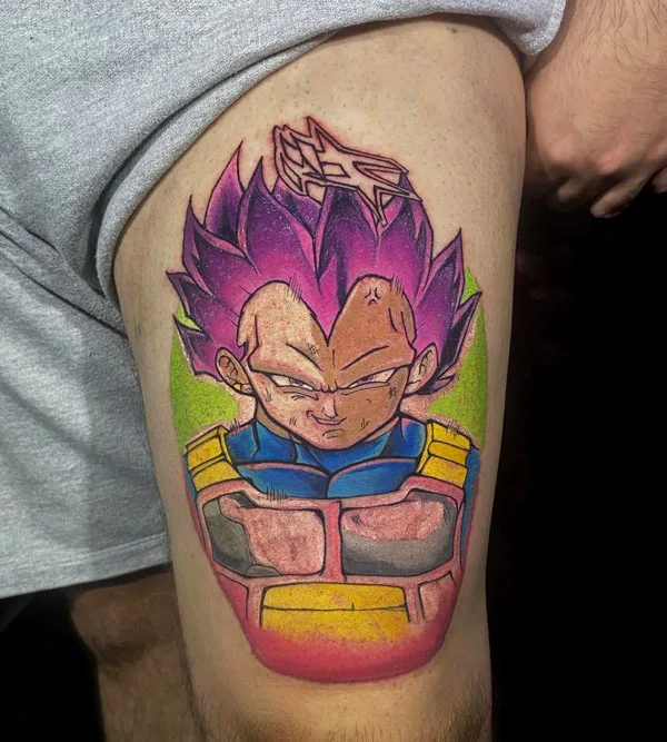 Vegeta Thigh Tattoo