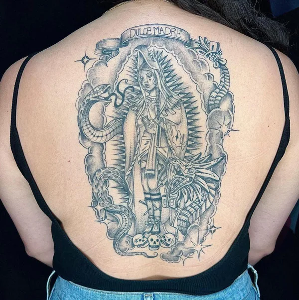 Virgin Mary Back Tattoo 2