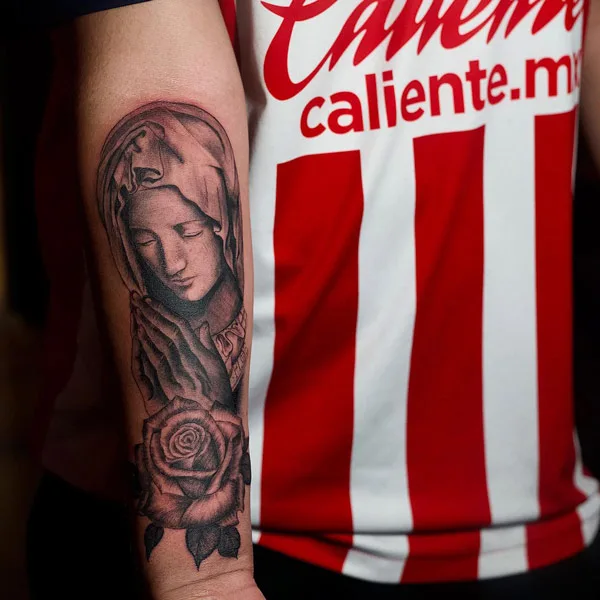 Virgin Mary Praying Hands Tattoo 2
