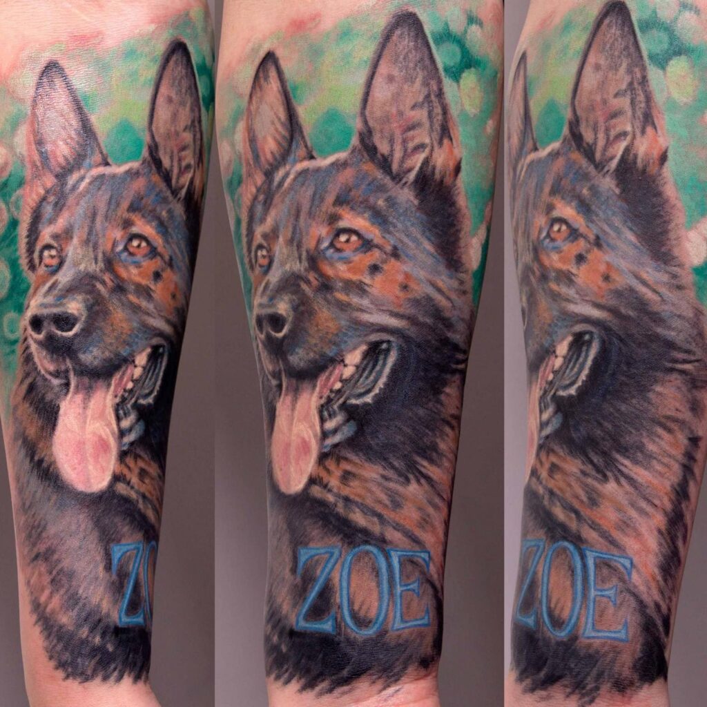 Water-color German Shepherd Tattoo Design