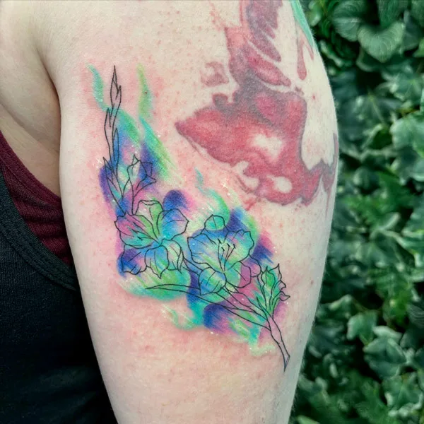 Watercolor August Birth Flower Tattoo 1